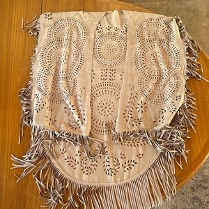 Boho Beige Fringe Vest